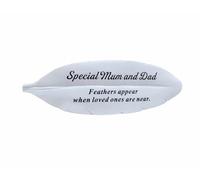 David Fischhoff Ltd MUM and DAD White Feather Memorial plaque Grave Ornament Garden Tribute Resin Ornament Gift