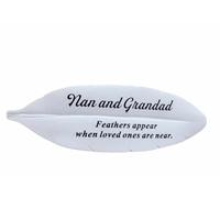 David Fischhoff Ltd NAN and GRANDAD White Feather Memorial plaque Grave Ornament Garden Tribute Resin Ornament Gift