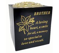David Fischhoff Memorial Black Rose Bowl with Gold Wording Graveside Flower Vase (Black & Gold - Lily, Brother)