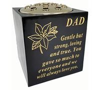 David Fischhoff Memorial Black Rose Bowl with Gold Wording Graveside Flower Vase (Black & Gold - Lily, Dad)