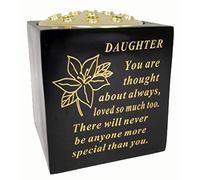David Fischhoff Memorial Black Rose Bowl with Gold Wording Graveside Flower Vase (Black & Gold - Lily, Daughter)