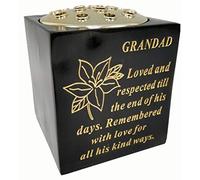 David Fischhoff Memorial Black Rose Bowl with Gold Wording Graveside Flower Vase (Black & Gold - Lily, Grandad)