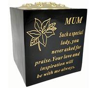David Fischhoff Memorial Black Rose Bowl with Gold Wording Graveside Flower Vase (Black & Gold - Lily, Mum)