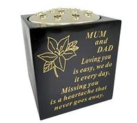 David Fischhoff Memorial Black Rose Bowl with Gold Wording Graveside Flower Vase (Black & Gold - Lily, Mum & Dad)