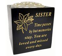 David Fischhoff Memorial Black Rose Bowl with Gold Wording Graveside Flower Vase (Black & Gold - Lily, Sister)