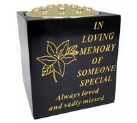 David Fischhoff Memorial Black Rose Bowl with Gold Wording Graveside Flower Vase (Black & Gold - Lily, Someone Special)
