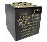 David Fischhoff Memorial Black Rose Bowl with Gold Wording Graveside Flower Vase (Black & Gold - Lily, Son)