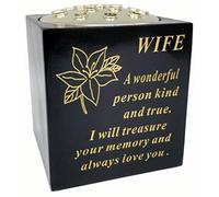 David Fischhoff Memorial Black Rose Bowl with Gold Wording Graveside Flower Vase (Black & Gold - Lily, Wife)