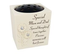 David Fischhoff Memorial Grave Sunflower Rose Bowl - Special Mum & Dad in Cream David Fischhoff Cream