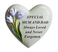 David Fischhoff Mum & Dad Graveside Memorial Heart Plaque Flowers Remembrance Ornament Stone