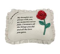 David Fischhoff Mum & Dad Red Rose Memorial Pillow, Poly Resin, Cream, 19 x 10 x 14.5 cm