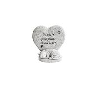 David Fischhoff Pet Memorial Heart-Shaped Stone with Sleeping Cat Design - Tribute Garden Remembrance Ornament