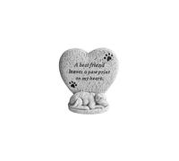 David Fischhoff Pet Memorial Heart-Shaped Stone with Sleeping Dog - Tribute Plaque Remembrance Ornament