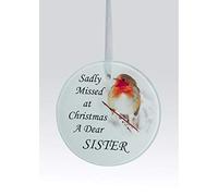 David Fischhoff Robin Christmas Tree Hanging Glass Memorial Ornament - Choice of Relative (Sister)