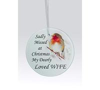 David Fischhoff Robin Christmas Tree Hanging Glass Memorial Ornament - Choice of Relative (Wife)