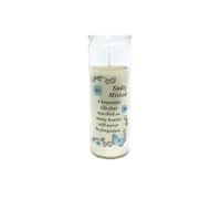 David Fischhoff - Sadly Missed Glass Jar Memorial Wax Candle with Verse Graveside Grave Ornament