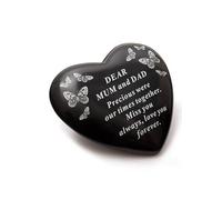 David Fischhoff Sentiment Black Heart with Butterflies Graveside Remembrance Plaque Ornament - Mum and Dad