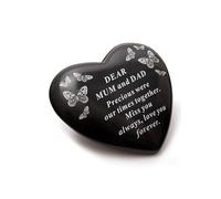David Fischhoff Sentiment Black Heart with Butterflies Graveside Remembrance Plaque Ornament - Mum and Dad