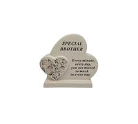 David Fischhoff Sentiment Double Heart with Floral Swirl Graveside Remembrance Plaque Ornament - Brother