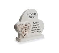 David Fischhoff Sentiment Double Heart with Floral Swirl Graveside Remembrance Plaque Ornament - Mum
