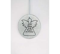 David Fischhoff Silver Glass Angel Memorial Christmas Tree Ornament Hanger x 9cm (Son)