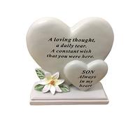 David Fischhoff Son Double Heart Plaque, Poly Resin, Cream, 17.5 x 5.5 x 19 cm