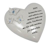 David Fischhoff Son Memorial Butterfly Heart with Gems, Cream