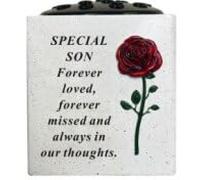David Fischhoff Son Memorial Rose Bowl Vase Graveside Memorial Pot Red Rose Funeral Flower Holder Outdoor Remembrance Grave Vase Special Son Memorial Ornament