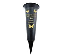 David Fischhoff Special Mum Memorial Graveside Spiked Flower Vase with Gold Lettering Butterfly Decoration Durable Plastic, Weatherproof and Frostproof, Ideal for Fresh or Dried/Artificial Flowers
