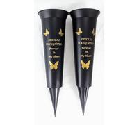 David Fischhoff Special Verse Graveside Memorial Grave Spiked Flower Vase (Daughter, 2 Pack), DF13659-Multi
