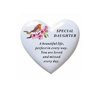 David Fischhoff White Graveside Memorial Heart Robin Ornament Plaque Daughter David Fischhoff White