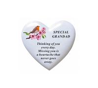 David Fischhoff White Graveside Memorial Heart Robin Ornament Plaque Grandad David Fischhoff White