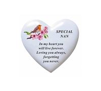 David Fischhoff White Graveside Memorial Heart Robin Ornament Plaque Nan David Fischhoff White