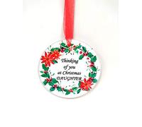 DAVID FISCHOFF reath Glass Christmas Tree Hanging Plaque/Decoration Memorial, Daughter, 9cm