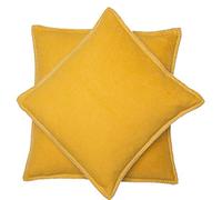 David Fussenegger Cover Decorative Cushion Made of Cotton, Fluffy, Soft, Mustard, 50 x 50 cm, 1 Stück
