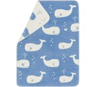 David Fussenegger - Maja Baby Blanket 75x100 cm Whales allover, Blue / Beige - Blue
