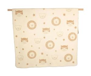 David Fussenegger - Mila Kids Blanket 150x200 cm Lion Raccoon Bear, Off-white - Brown