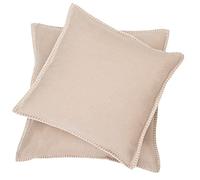 David Fussenegger Sylt pillow cover, plain, with embroidery stitch, 85% Cotton, 8% Viscose, 7% acrylic, cement, 40x40