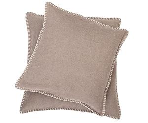 David Fussenegger Sylt plain cushion cover with decorative stitch, mud, 40 x 40 cm