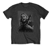 David Gilmour Mens T-Shirt On Microphone Half-tone Charcoal Grey (S)