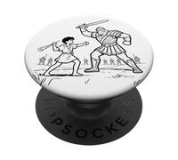 David & Goliath Fight - Kids Faith Coloring Bible Story Art PopSockets Adhesive PopGrip
