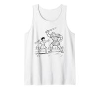 David & Goliath Fight - Kids Faith Coloring Bible Story Art Tank Top