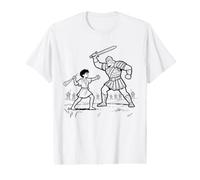 David & Goliath Fight - Kids Faith Coloring Bible Story Art Value Graphic T-Shirt