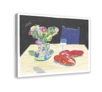 David-Hockney Poster - Still Life with Flowers And Lobster at Odin's Restaurant Canvas Poster Bedroom Decor Landscape Office Room Decor Gift Frame-style 24x36inch(60x90cm)