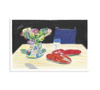 David-Hockney Poster - Still Life with Flowers And Lobster at Odin's Restaurant Canvas Poster Wall Art Decor Print Picture Paintings for Living Room Bedroom Decoration Unframe-style 24x36inch(60x90cm)