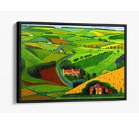 David Hockney, Road Across The Wolds -Paper Canvas Floater Frame Print Picture Art - Black Frame 18 inch wide x 12 inch high