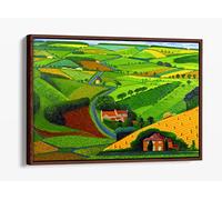 David Hockney, Road Across The Wolds -Paper Canvas Floater Frame Print Picture Art - Walnut Frame 36 inch wide x 24 inch high