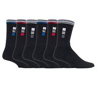 David James 6 Pack Mens Thick Cushioned Sole Breathable Cotton Striped Classic Sports Socks 11-13.5 uk (6-11, 019 Black)