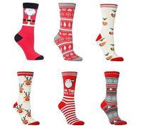 David James 6 pairs Festive Feet Novelty Christmas Socks UK 4-8