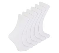 David James 6 Pairs Girls & Boys School Socks, 4 Colours, 3 Sizes (12-3 Uk (7-10 Years), White)
